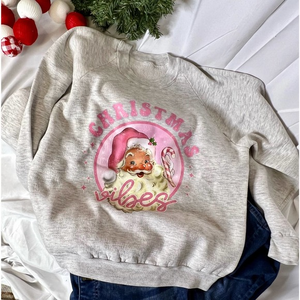 Gray‎ Sweatshirt Upcycled Vintage Santa Size Large